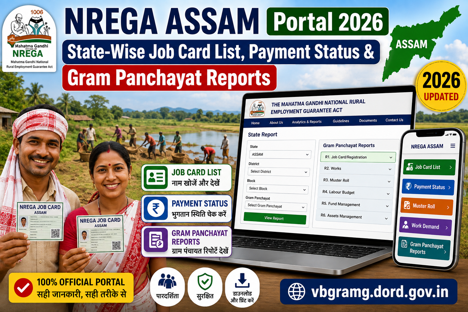 VB-G RAM G (NREGA) Portal 2026 Assam : Assam Job Card List, Payment Status & Gram Panchayat Reports