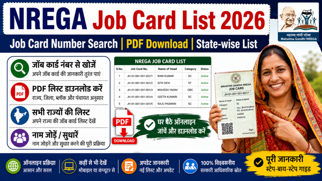 NREGA Job Card List 2026 | Job Card Number Search | PDF Download | State-wise List |